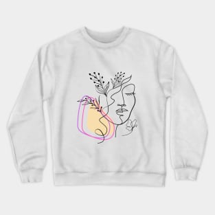 Girl Face Art Line Design Crewneck Sweatshirt